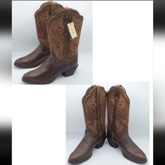 Ariat Heritage Round Up Brown Embroidered Western Boot 4 LR Size 9.5 B - Picture 16 of 16